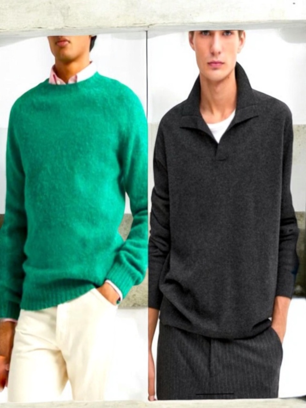 Massimo Dutti Crew VNeck Italian Yarn Wool Cashmere Blend Sweaters Size L|XL